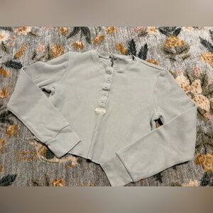 Skims Waffle Knit Crop Henley Top XL